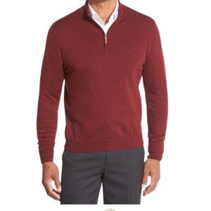 John W Nordstrom 100% Cashmere Zipper Mock Neck Red Sweater Men’s L